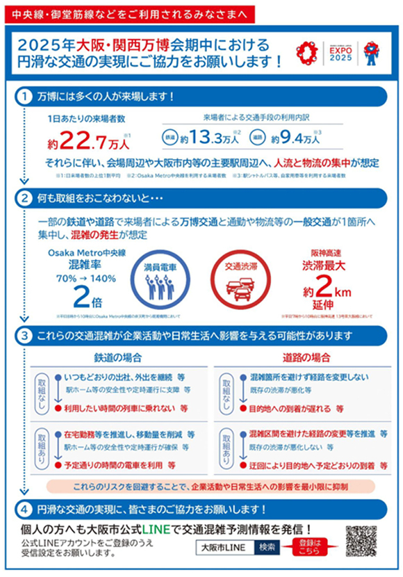大阪市ホームページに「万博TDMパートナー」として掲載されました。